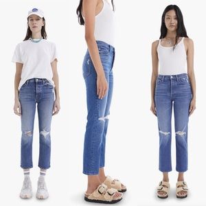 MOTHER SUPERIOR The Tomcat Jeans in Playing With Scissors Straight Crop Distress